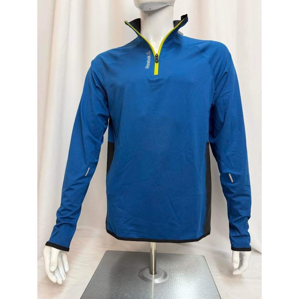 NWT! Reebok Men's Quarter Zip Running Shirt Blue Reflective Athletic Top M